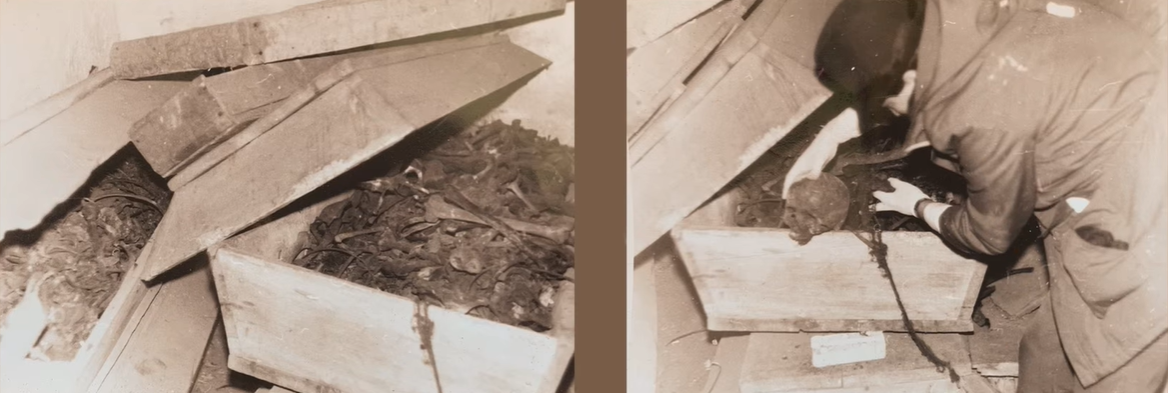 Людські рештки замучених НКВД в підвалі в каплиці 